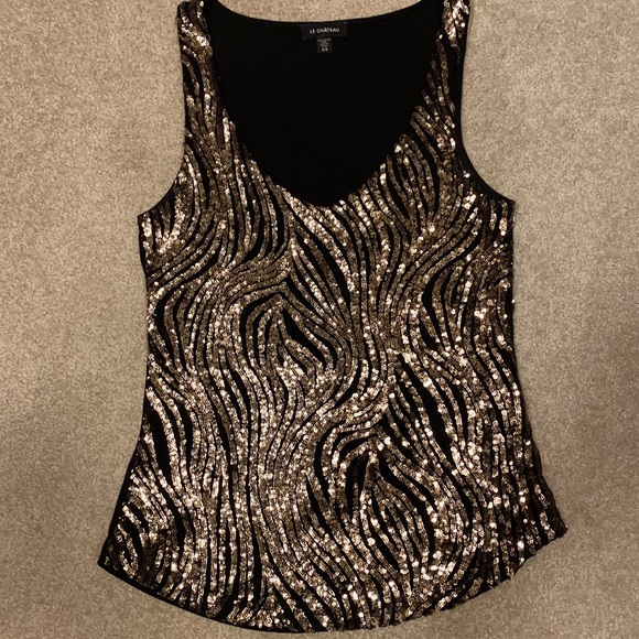 Black and Gold Sexy Tank Top - Picture 2 of 7